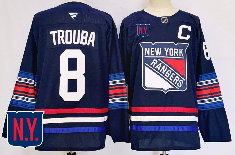 Men New York Rangers #8 Trouba Blue Fanatics 2025 NHL Jersey style 1